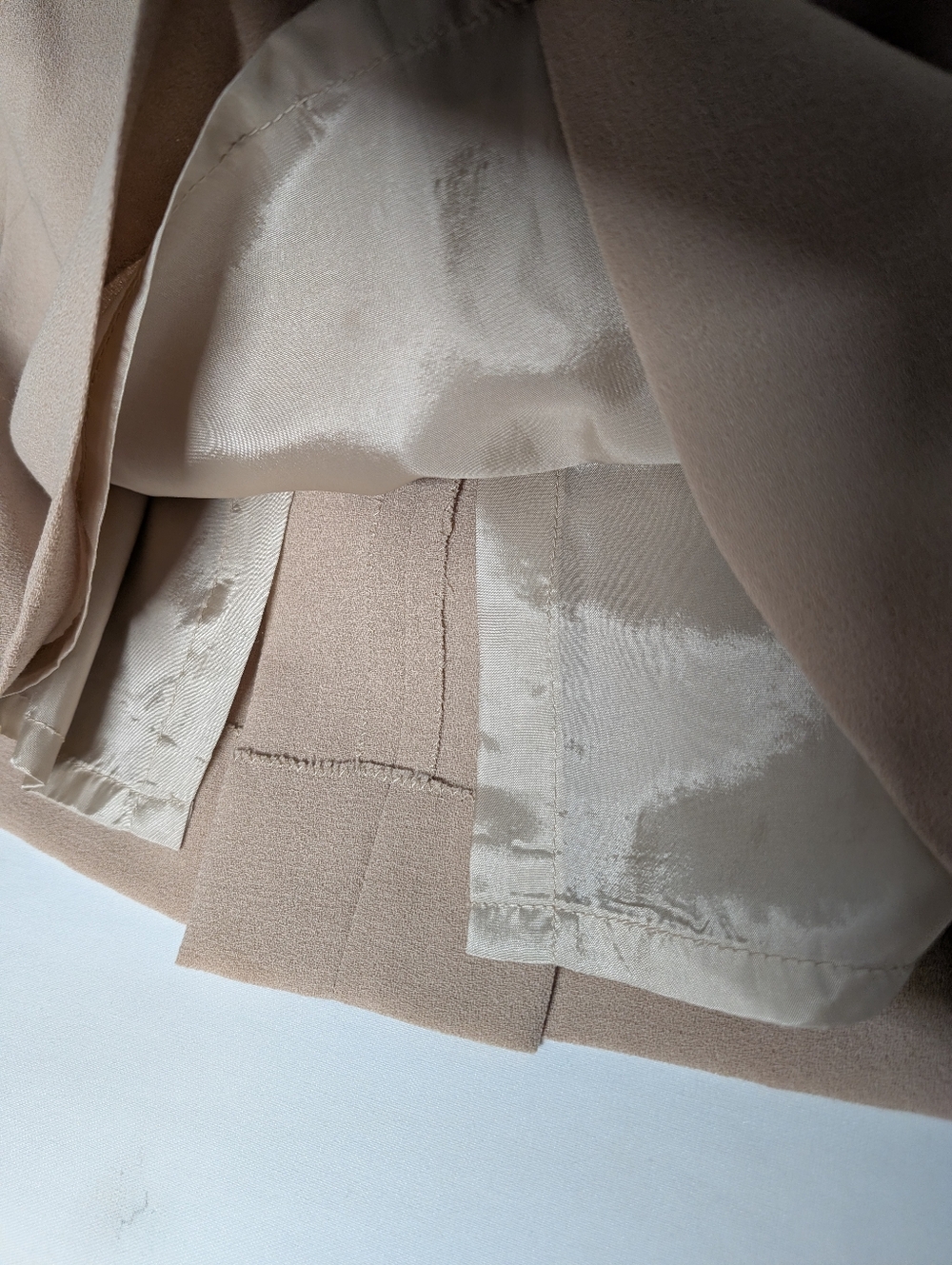 Cream and Taupe Pencil Skirt Bat Wing Dress Classic Vintage Handmade Classic - Picture 12 of 15
